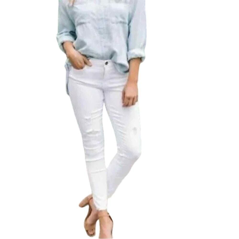 PISTOLA Women's Jennifer Distressed Denim Skinny Jeans White Size 31